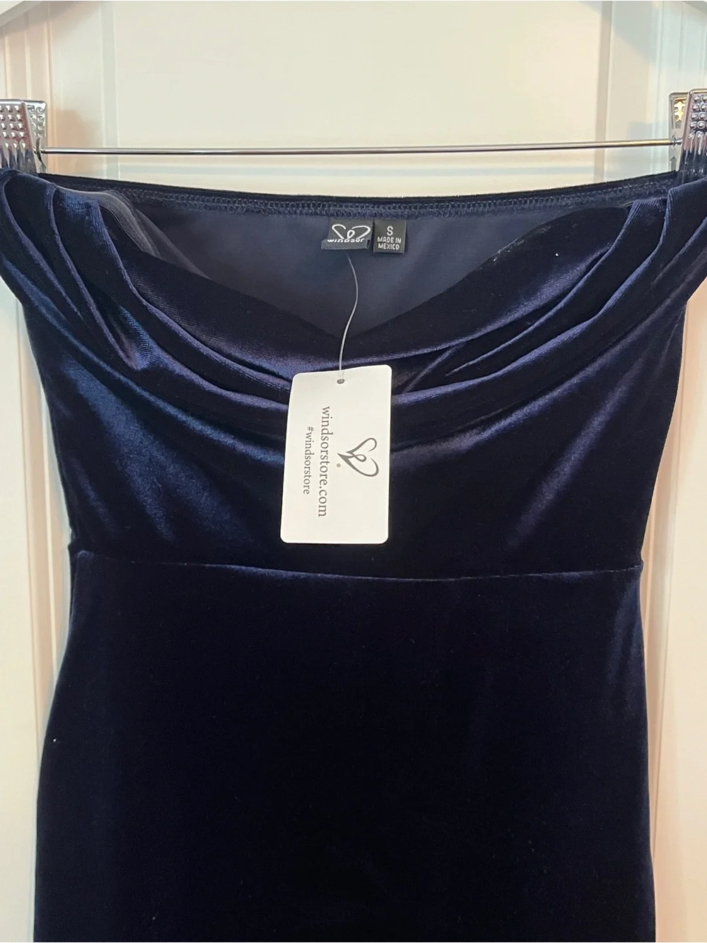 Windsor Strapless Navy Blue Velvet Mini Dress